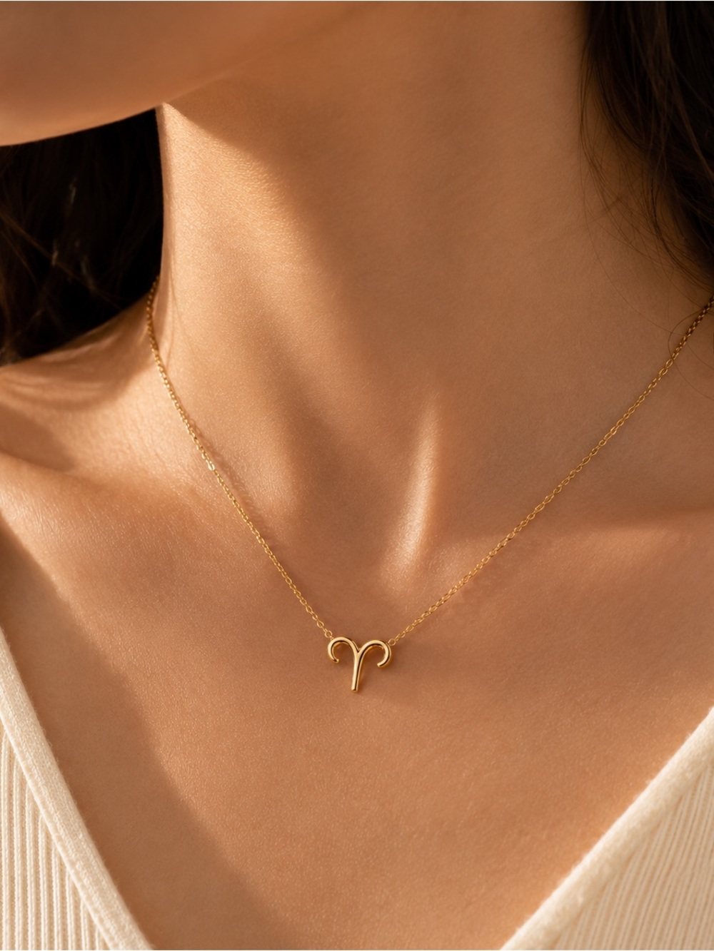 Gold Aries Zodiac Pendant Necklace - Women's Jewelry
